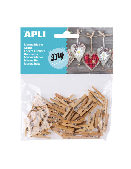 BOLSA 45 MINI PINZAS APLI DE MADERA