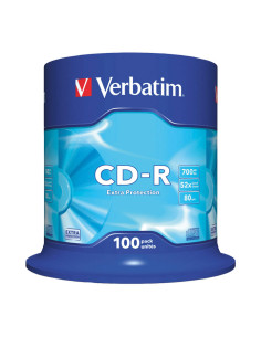 BOBINA 100 CD-R VERBATIM 52X 700MB CRYSTAL