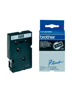 CINTA de ROTULAR BROTHER LAMINADA 77m 9mm  BLANCO sobre NEGRO