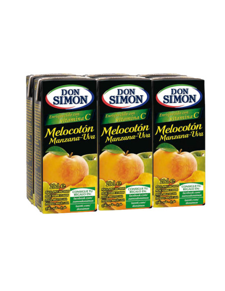 PACK 6 BRICKS ZUMO DE MELOCOTÓN DON SIMÓN 200ml SIN AZÚCAR