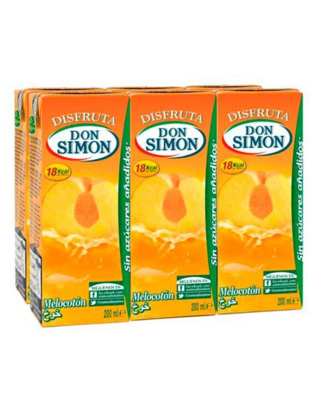 PACK 6 BRICKS ZUMO DE MELOCOTÓN DON SIMÓN 200ml SIN AZÚCAR