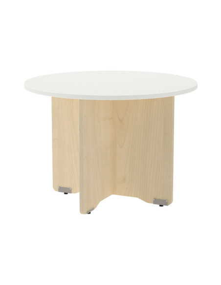 MESA ROCADA CIRCULAR Y PIE PANEL SERIE MEETING COL HAYA - BLANCO 100 CM