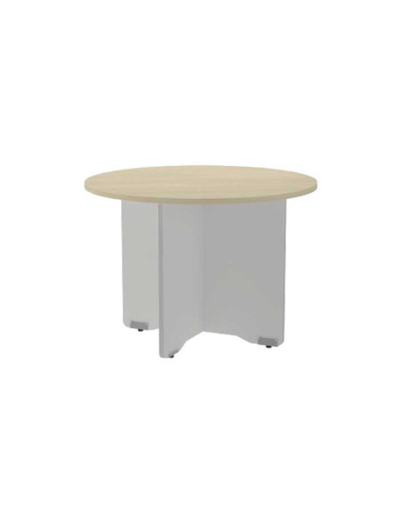 MESA ROCADA CIRCULAR Y PIE PANEL SERIE MEETING COL HAYA - GRIS 120 CM