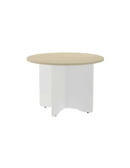MESA ROCADA CIRCULAR Y PIE PANEL SERIE MEETING COL HAYA - BLANCO 120 CM