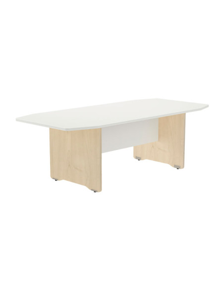 MESA ROCADA RECTANGULAR PIE PANEL SERIE MEETING COL HAYA - BLANCO 220 x 100 x 72 CM
