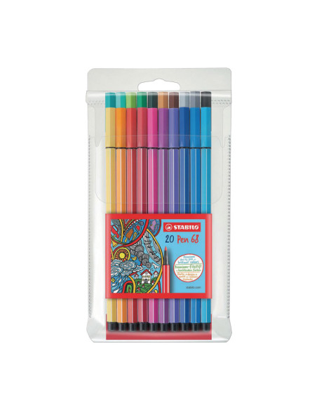 ROTULADOR FIBRA STABILO PEN 68 ESTUCHE de 20