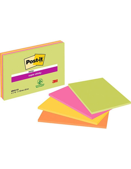 PACK 4 BLOCS NOTAS REPOSICIONABLES POST-IT SUPER STICKY 203x152cm