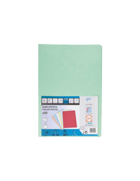 PACK 50 SUBCARPETAS ELBA A4 PASTEL 180gr