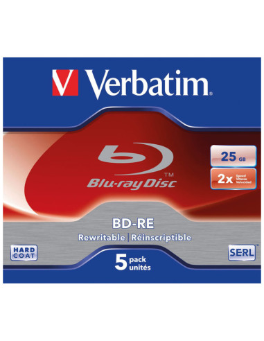 PACK 5U BD-RE BLU-RAY VERBATIM 2X 25GB SINGLE LAYER