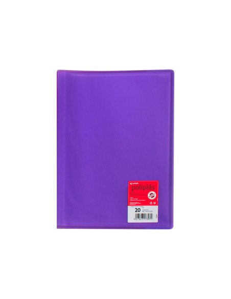 GRAFOPLÁS CARPETA 20 FUNDAS SOLDADAS A4 PP TRANSLÚCIDO SEMIRRÍGIDO VIOLETA
