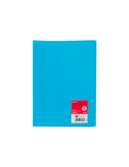 GRAFOPLÁS CARPETA 40 FUNDAS A4 SOLDADAS POLIPLÁS TAPAS PP TRANSLÚCIDO AZUL