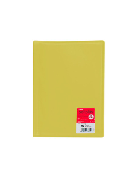 GRAFOPLÁS CARPETA 40 FUNDAS A4 SOLDADAS POLIPLÁS TAPAS PP TRANSLÚCIDO AMARILLO