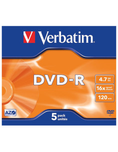 PACK 5 DVD-R VERBATIM 16X 47GB ADVANCED AZO 2