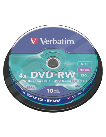 DVD -RW VERBATIM 47GB 4x SPINDLE 10 ADVANCED SERL Incluye Canon LPI de 280 
