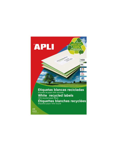 CAJA 100h ETIQUETAS APLI RECICLADAS 105X37mm