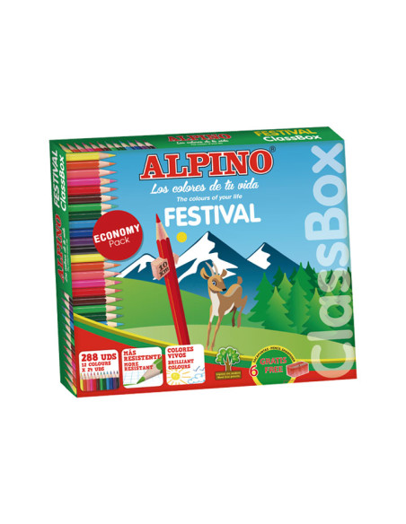 LAPICES de COLORES ALPINO FESTIVAL CLASSBOX ECONOMY PACK de 288