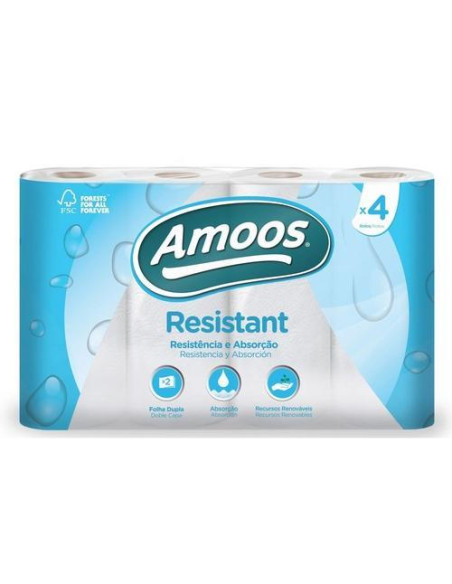 PACK 4 ROLLOS PAPEL DE COCINA AMOOS RESISTANT