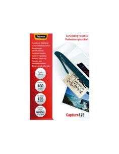 PACK 100 FUNDAS DE PLASTIFICAR FELLOWES BRILLO 75x105mm 125 MICRAS
