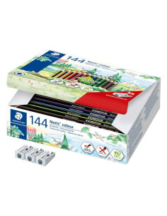 CAJA 144 LÁPICES STAEDTLER NORIS COLOUR 185  3 SACAPUNTAS