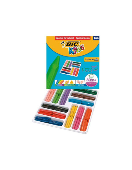 SCHOOLPACK 144 LÁPICES DE CERA BIC KIDS PLASTIDECOR TRIANGLE