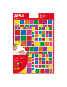 BLÍSTER 6h GOMETS APLI KIDS MULTICOLOR CUADRADOS METALIZADOS