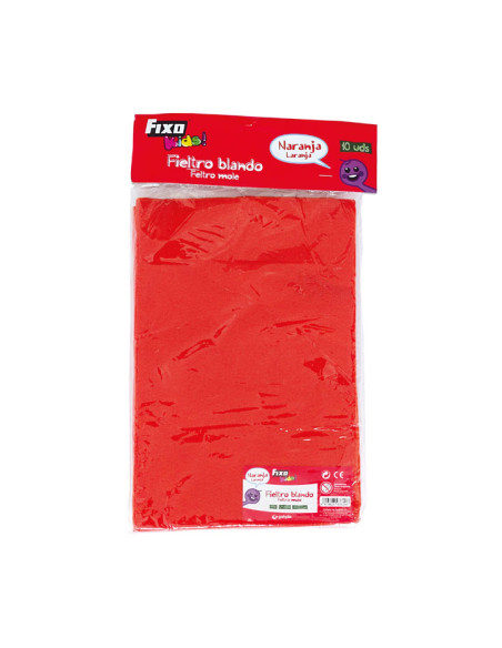 FIELTRO FIXO KIDS 170g 20x30 NARANJA BOLSA DE 10