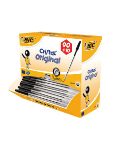 CAJA 90 BOLÍGRAFOS BIC CRISTAL  10 GRATIS
