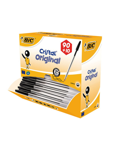 CAJA 90 BOLÍGRAFOS BIC CRISTAL  10 GRATIS
