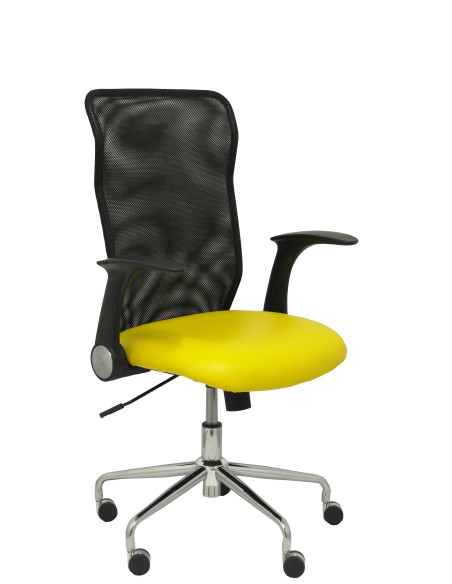 SILLA MINAYA SÍMILPIEL CON BRAZOS MALLA NEGRA