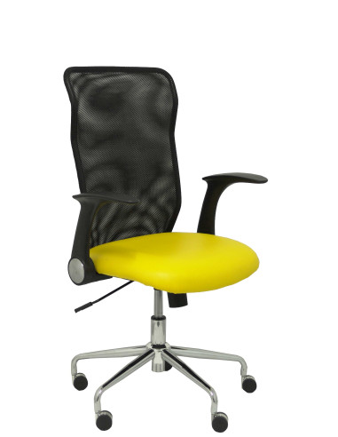 SILLA MINAYA SÍMILPIEL CON BRAZOS MALLA NEGRA