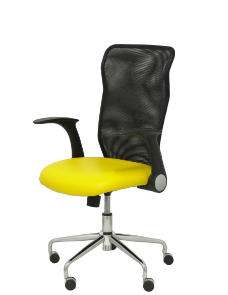 SILLA MINAYA SÍMILPIEL CON BRAZOS MALLA NEGRA