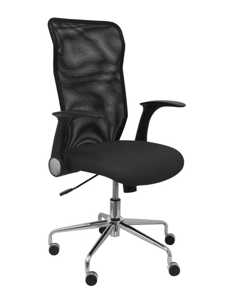 SILLA PIQUERAS Y CRESPO MINAYA BRAZOS RETRACTILES MECANISMO BASCULANTE ERGONOMICA RESPALDO MALLA TRANSPIRABLE NEGRA ASIENTO TAPI