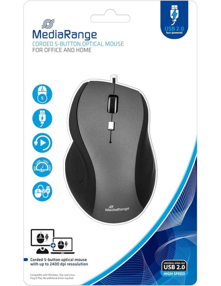 RATÓN ÓPTICO MEDIARANGE CON CABLE 5 BOTONES