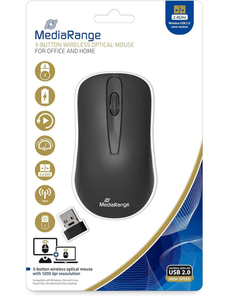 RATÓN ÓPTICO MEDIARANGE INALÁMBRICO 3 BOTONES