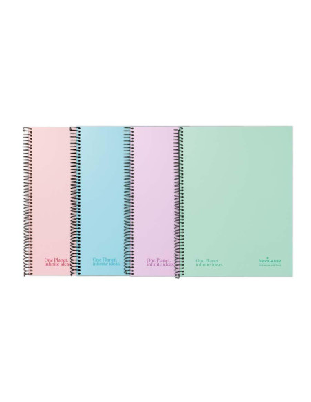PACK 5 CUADERNOS NAVIGATOR A4 80h 4X4 COLORES PASTEL