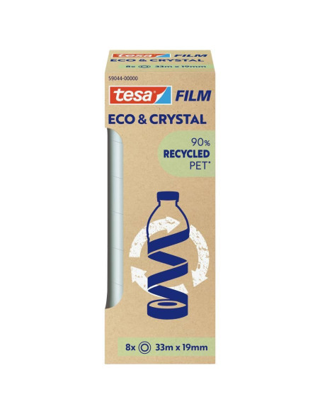 CAJA 8 CINTAS ADHESIVA TESA FILM ECO & CRYSTAL 33mx19mm