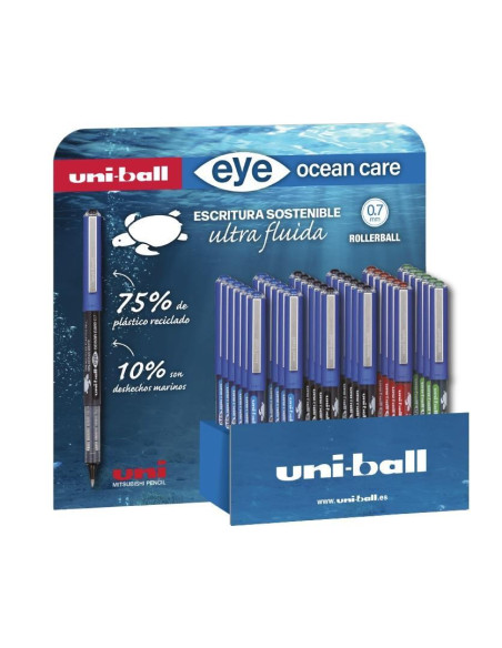 EXPOSITOR 36 ROLLER UNI-BALL EYE UB-1573D OCEAN CARE 4 COLORES