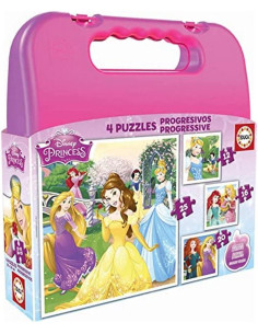 MALETÍN 4 PUZZLE EDUCA PRINCESAS DISNEY