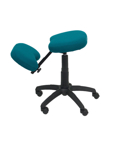 SILLA PIQUERAS Y CRESPO LIETOR GIRATORIA ERGONOMICA RODILLERA REGULABLE EN ALTURA RUEDAS de NYLON TAPIZADO BALI VERDE PETROLEO