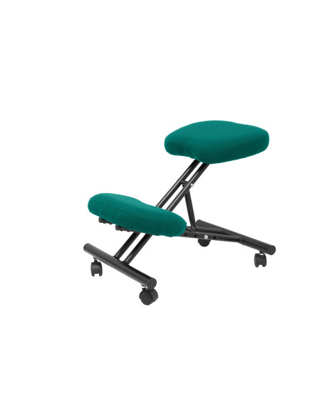 SILLA PIQUERAS Y CRESPO MAHORA FIJA ERGONOMICA RODILLERA REGULABLE EN ALTURA RUEDAS de NYLON TAPIZADO BALI VERDE TURQUESA