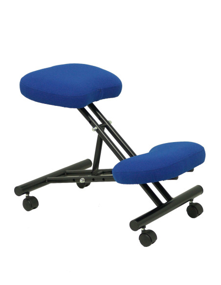 SILLA PIQUERAS Y CRESPO MAHORA FIJA ERGONOMICA RODILLERA REGULABLE EN ALTURA RUEDAS de NYLON TAPIZADO BALI AZUL