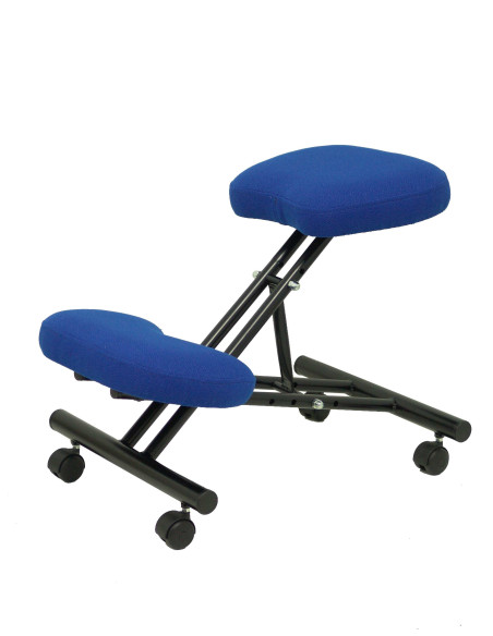 SILLA PIQUERAS Y CRESPO MAHORA FIJA ERGONOMICA RODILLERA REGULABLE EN ALTURA RUEDAS de NYLON TAPIZADO BALI AZUL