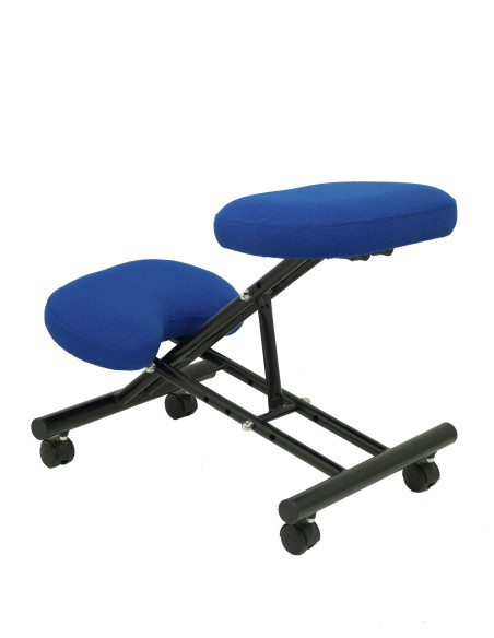 SILLA PIQUERAS Y CRESPO MAHORA FIJA ERGONOMICA RODILLERA REGULABLE EN ALTURA RUEDAS de NYLON TAPIZADO BALI AZUL