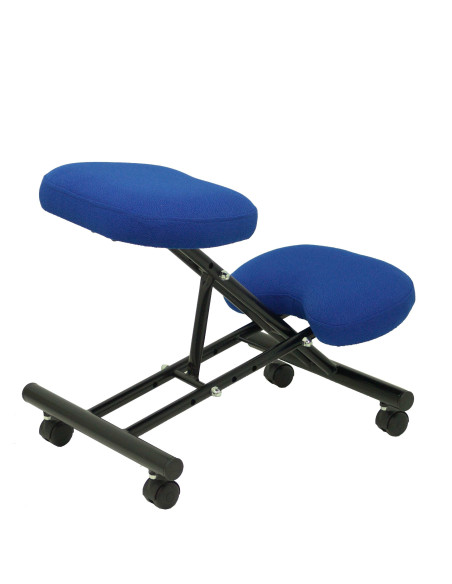SILLA PIQUERAS Y CRESPO MAHORA FIJA ERGONOMICA RODILLERA REGULABLE EN ALTURA RUEDAS de NYLON TAPIZADO BALI AZUL