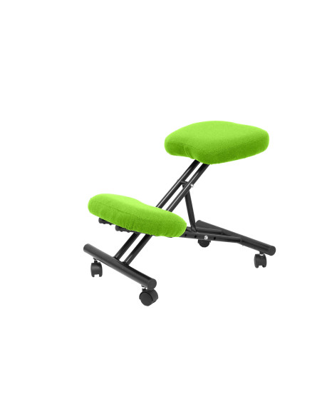 SILLA PIQUERAS Y CRESPO MAHORA FIJA ERGONOMICA RODILLERA REGULABLE EN ALTURA RUEDAS de NYLON TAPIZADO BALI VERDE PISTACHO