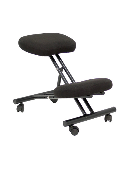 SILLA PIQUERAS Y CRESPO MAHORA FIJA ERGONOMICA RODILLERA REGULABLE EN ALTURA RUEDAS de NYLON TAPIZADO BALI NEGRO