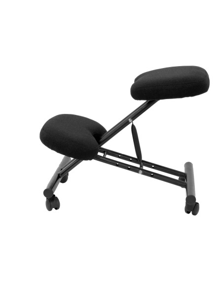 SILLA PIQUERAS Y CRESPO MAHORA FIJA ERGONOMICA RODILLERA REGULABLE EN ALTURA RUEDAS de NYLON TAPIZADO BALI NEGRO