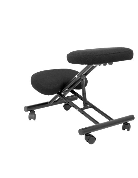 SILLA PIQUERAS Y CRESPO MAHORA FIJA ERGONOMICA RODILLERA REGULABLE EN ALTURA RUEDAS de NYLON TAPIZADO BALI NEGRO