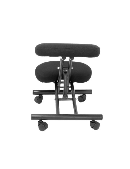 SILLA PIQUERAS Y CRESPO MAHORA FIJA ERGONOMICA RODILLERA REGULABLE EN ALTURA RUEDAS de NYLON TAPIZADO BALI NEGRO