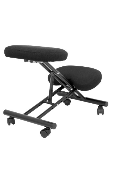 SILLA PIQUERAS Y CRESPO MAHORA FIJA ERGONOMICA RODILLERA REGULABLE EN ALTURA RUEDAS de NYLON TAPIZADO BALI NEGRO